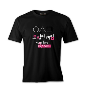 Squid Game - Üçgen Siyah Erkek Tshirt