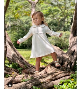 Naturaborn GOTS Organik Sertifikalı Kroşetalı Bebek Elbisesi  (Bej)