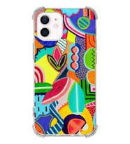 PrintiFy Apple iPhone 12 Uyumlu Retro Color 6 Baskılı Şeffaf Köşe Korumalı Antişok Kılıf