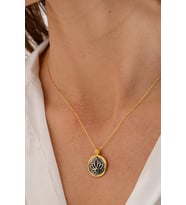 14 K Gold Kaplama 925 Ayar Gümüş Antik Lotus Kolye