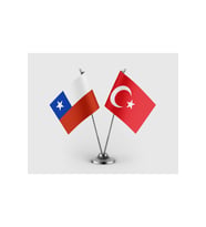 Şili Bayrağı ve Türk Bayrağı İkili Saten Masa Bayrağı Takımı