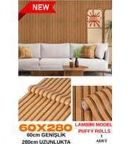 60cm x 280cm 1 Adet Kendinden Yapışkanlı Koyu Kahverengi Lambiri Desenli Duvar Paneli Kağıdı GS8005