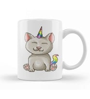 Kitten Cat Unicorn Pixel Art Kupa Bardak Porselen