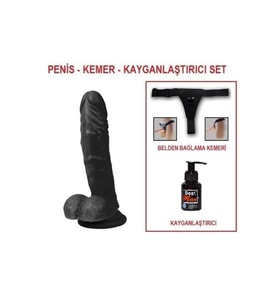21 cm Belden Bağlamalı Realistik Dildo Penis Set