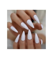 EDA LUXURY BEAUTY Beyaz Takma Tırnak Lüks Parlak Extra Uzun Sivri Uçlu Stiletto Nail Art Set E110