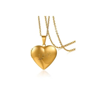 Love Yazılı Metal Gold Kapağı Açılabilen Kadın Kolye (Gümüş)