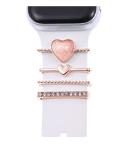 Microsonic Apple Watch 9 41mm Kordon Süsü Charm İnci Kalp Rose Gold (Rose)