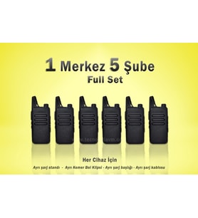 Çaycı Telsizi 1 Merkez 5 Şube Kulaklık Hediyeli Full Set (Siyah)