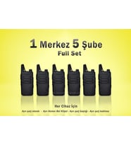 Çaycı Telsizi 1 Merkez 5 Şube Kulaklık Hediyeli Full Set (Siyah)