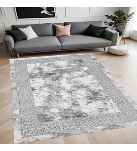 Rovigo Home Dijital Baskı Yıkanabilir Kaymaz Taban Salon Halısı Ve Yolluk RVG0970-FNL219 (Gri)