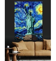 Van Gogh Özgürlük Heykeli Dekoratif Kanvas - Mdf Ahşap Tablo