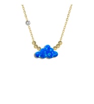 Demas Gold  Pirlanta 14 Ayar Altin Dorikalı Mavi Opal Bulut Taşlı Kolye (Sarı)