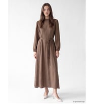 LCW Modest Kahverengi Dik Yaka Kuşaklı Modal Karışımlı Elbise