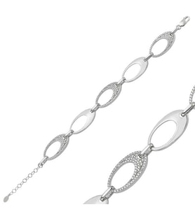 925 Ayar Gümüş Taşlı Oval Bileklik