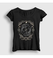 Presmono Kadın Siyah Pisces Zodiac Hediye Balık Burcu T-Shirt 528772tt