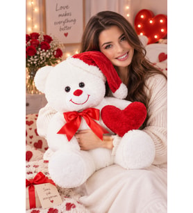 Yılbaşı Hediyesi 60 cm Noel Şapkalı Pelüş Ayıcık