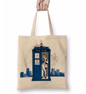 Süpermen Tardis Bez Çanta Uzun Saplı