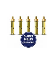M8x75 Gömlekli Çelik Dübel 5 Adet Raf Montaj Bağlantı Zemin Tavan Asma Saplamalı