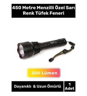 Premium Seri Dayanıklı Tek Modlu P50 Led 450 Metre Menzilli Özel Sarı Renk Tüfek Feneri