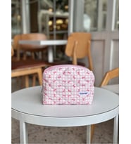 Batekso Pembe Pötikare Kurdele Desenli Makyaj Çantası - Büyük Boy