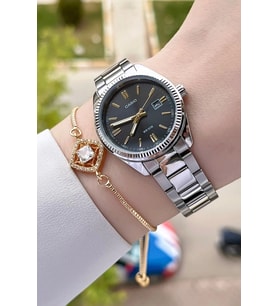 Casio CSISTE16 Kadranı Füme Kordonu Gümüş Renk Hediye Paketli Kadın Kol Saati ve Bileklik