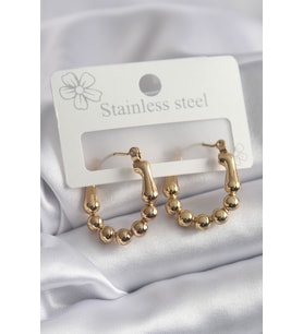 316L Çelik Gold Renk Topçuk Halka Model Kadın Küpe 5886 - SSSSSS5951-4296