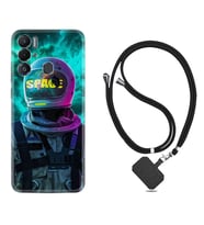 Tecno Pova Neo Kılıf Resimli Boyun Askılı İpli Desenli Silikon Series Space 1854
