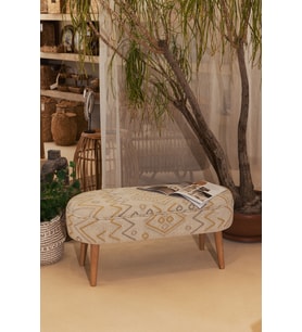 Sarı Etnik Desenli Bench 40 X 100 X H 47 Cm