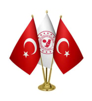 Masa Üstü İçişleri Bakanlığı Bayrağı Türk Bayrağı Üçlü Pirinç Direk Masa Bayrak Seti