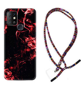 INFINIX Hot 8 9 10 11S Hot 10 Play 10T Kılıf Boyun Asklı Rasta Silikon Red Smoke 1745