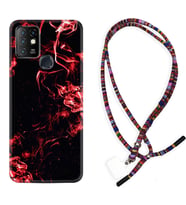 INFINIX Hot 8 9 10 11S Hot 10 Play 10T Kılıf Boyun Asklı Rasta Silikon Red Smoke 1745