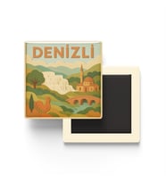 Denizli - Memleket Temalı - Paper Cut Art - Baskılı Buzdolap Magneti Kare - 9x9 cm