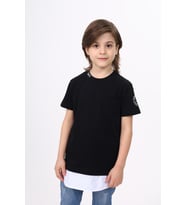 Toontoy Erkek Çocuk Cepli Pamuklu Tişört (Siyah)