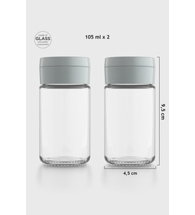 Renga Dorian 105 ml Bej Kapaklı 2'li Cam Tuzluk Biberlik Seti 121006 (Gri)