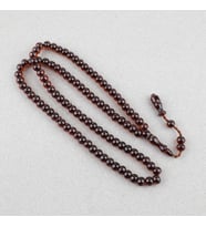 Ateş Kehribar 99luk Namaz Tesbih Tekerlek Kesim 9x7mm Tesbih - Kahverengi