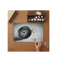 Dünya Haritası - Pusula Tasarımı 240 parça Ahşap Puzzle Ahşap Kutuda MP03120