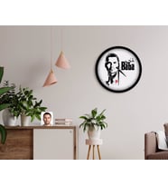 BK Gift Kişiye Özel Godfather Baba Silüet Tasarımlı 45cm Ahşap Duvar Saati-2 (Beyaz)