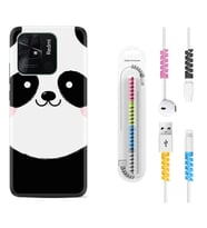 Xiaomi Poco X3 Pro M4 Pro X4 Pro C40 10C Kılıf Kablo Koruma Spiral Silikon Sevimli Panda 1794
