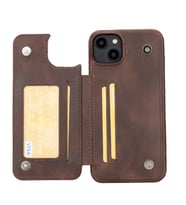 Bouletta Apple iPhone 14 Plus Uyumlu Deri Kılıf UBW TN3 (KAHVE)