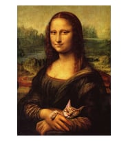Monalisa Ve Kedi Tablo Ahşap Poster Dekoratif
