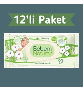 Bebem Natural Islak Havlu Mendil 90x12 1080 Yaprak