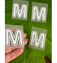 5X4 CM 4 ADET  ÜTÜ İLE YAPIŞAN M HARFİ TRANSFER BASKI ARMA (Beyaz)