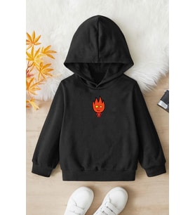 Çocuk Ateş Baskılı Sweatshirt (Siyah)