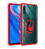 Huawei Y9 Prime 2019 Kılıf Şeffaf Sararmaz Yüzüklü Mola Kapak (Kırmızı)