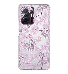Xiaomi  Mi 11T  Kamera Korumalı Kapak Floral Pudra Tasarımlı Şeffaf  Kılıf