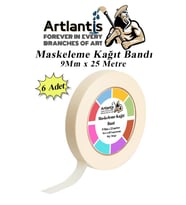 Maskeleme Bandı Kağıt Bant 9 mm 25 Metre 6 Adet Boya Bantı Maskeleme Kağıt Bant Duvar Yağlı Boya Badana