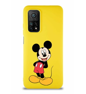 Xiaomi Mi 10T Soft Premier Kapak Mickey Mouse-B Tasarımlı Silikon Kılıf - Sarı (Şeffaf)