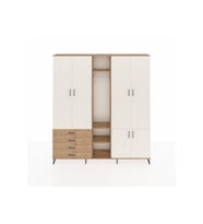 Arges Dolap 14 Raflı 4 Çekmeceli Tek Askılı 220x30x243 Çam-Aytaşı/Çam