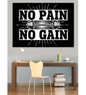 No Pain No Gain Motivasyon Yazısı Dekoratif Kanvas - Mdf Ahşap Tablo