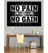 No Pain No Gain Motivasyon Yazısı Dekoratif Kanvas - Mdf Ahşap Tablo